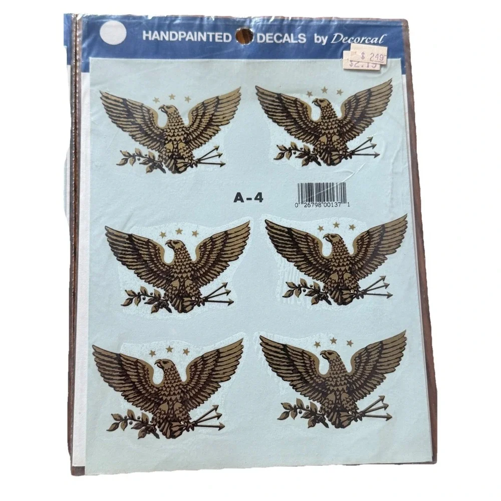 Vintage Eagle Decal Lot Of 2 NOS New Decoral 1978 Handpainted Rare Patriotic USA